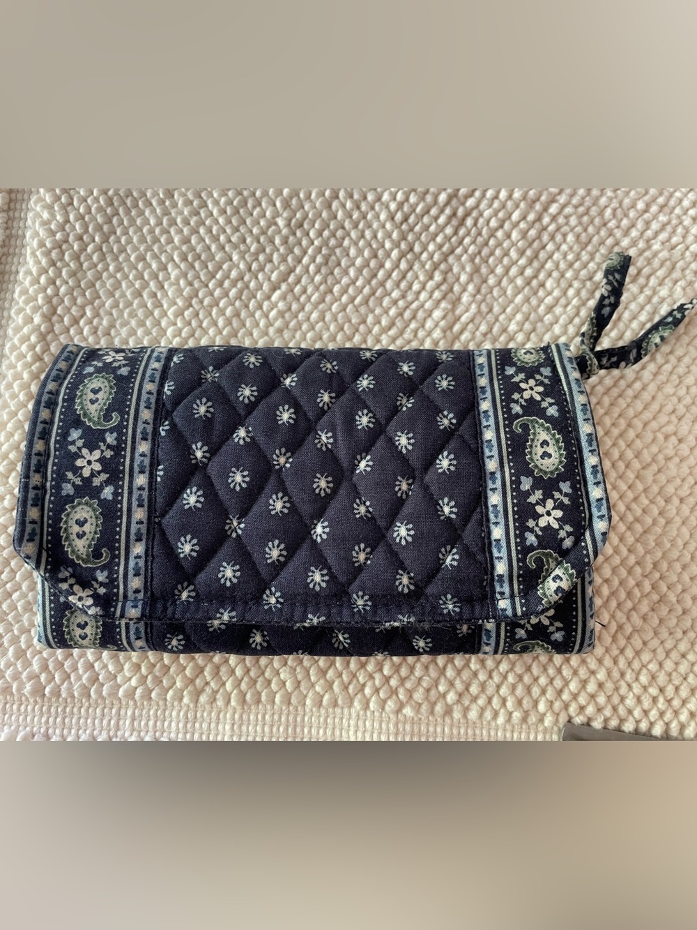 Vintage Vera Bradley Trifold Wallet in Seaport Navy (retired)